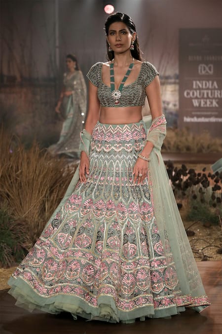Reynu Taandon Chanderi Silk Embroidered Bridal Lehenga Set 