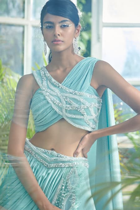 Kamaali Couture Draped Lehenga & Blouse Set 