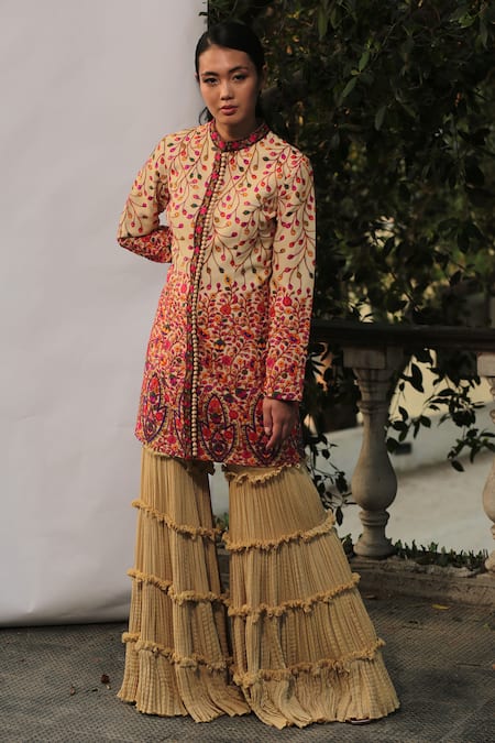 Reynu Taandon Embroidered Jacket & Sharara Set 