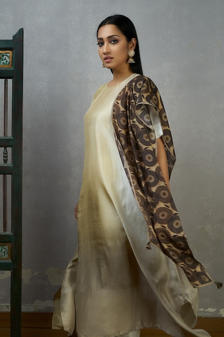 Meghna Panchmatia Long Kurta with Printed Dupatta 