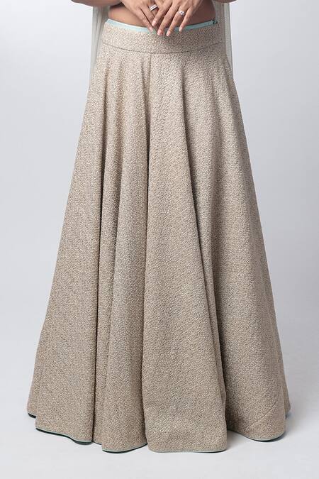 Shop_Nautanky_Green Silk, Net V Neck Lehenga Set _Online_at_Aza_Fashions