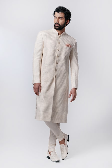 Nautanky Chanderi Sherwani Set 
