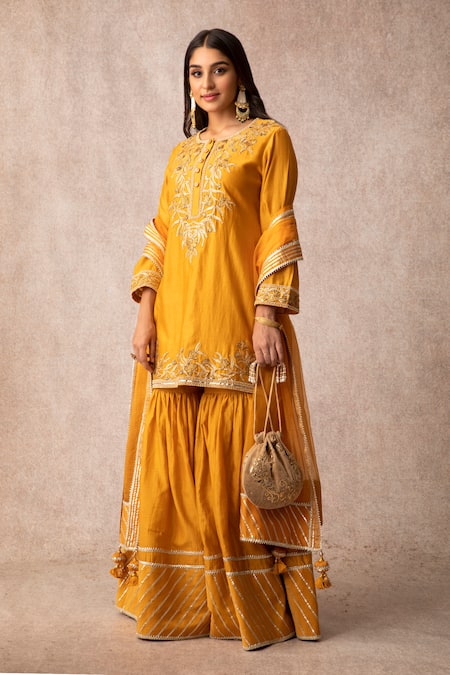 Ajiesh Oberoi Chanderi Kurta Sharara Set 