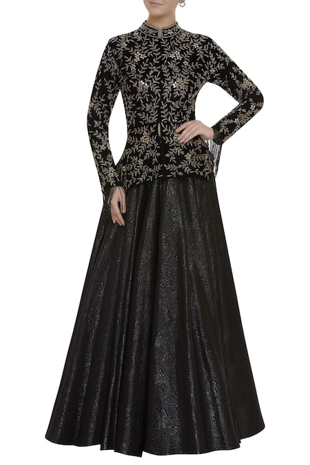 Vikram Phadnis Black Embroidered Lehenga Set