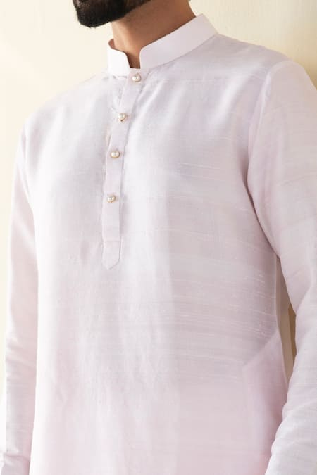 Buy_Weaver Story_Pink Pure Raw Silk Plain Kurta And Pant Set _Online_at_Aza_Fashions