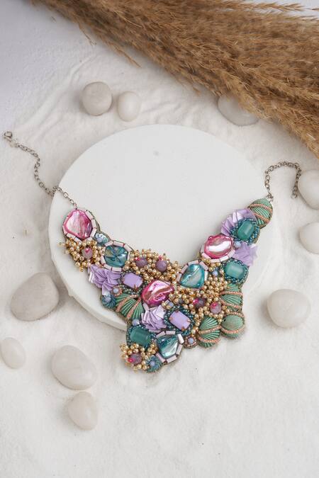 Buy Torque By Merge Multi Color Sequins, Stones Embellished Choker Set Buy_Torque By Merge_Multi Color Sequins, Stones Embellished Choker Set