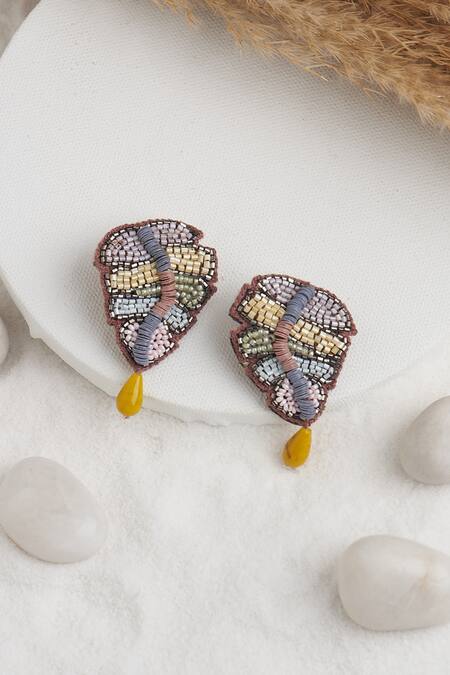 Torque By Merge_Multi Color Semiprecious Mixed Stones Bead Embellished Maangtikka And Earring Set _Online_at_Aza_Fashions