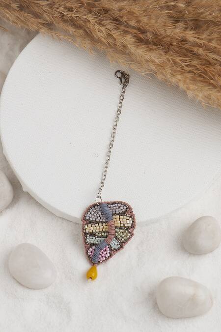 Buy_Torque By Merge_Multi Color Semiprecious Mixed Stones Bead Embellished Maangtikka And Earring Set _Online_at_Aza_Fashions