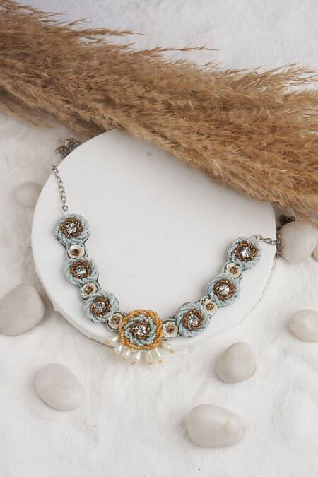 Buy Torque By Merge Multi Color Beads, Stones Embellished Choker Set Online at Aza Fashions Buy_Torque By Merge_Multi Color Beads, Stones Embellished Choker Set _Online_at_Aza_Fashions