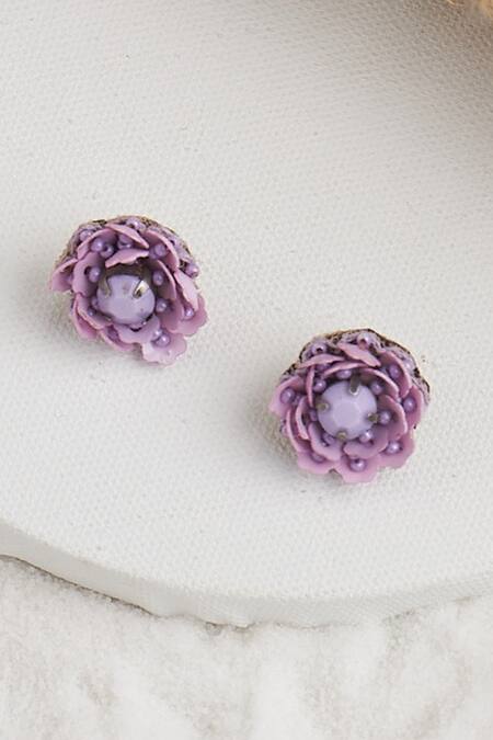 Torque By Merge Purple Beads, Sequins Flower Design Choker Set Online at Aza Fashions Torque By Merge_Purple Beads, Sequins Flower Design Choker Set _Online_at_Aza_Fashions