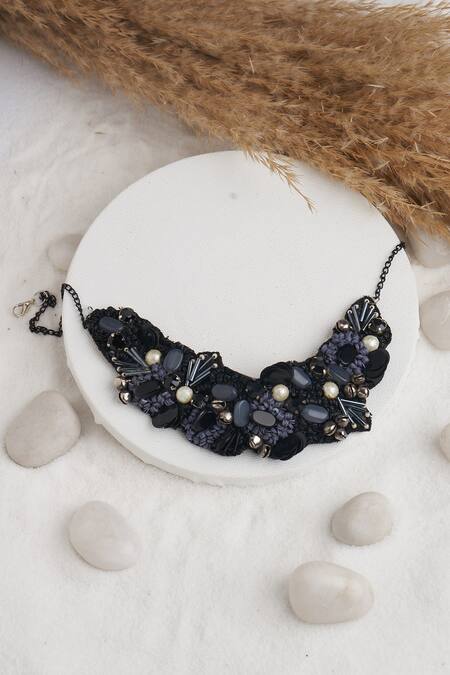 Buy Torque By Merge Black Stone And Bead Embellished Choker Online at Aza Fashions Buy_Torque By Merge_Black Stone And Bead Embellished Choker _Online_at_Aza_Fashions