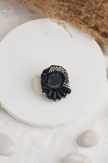 Shop Torque By Merge Black Stone And Bead Embellished Choker Online at Aza Fashions Shop_Torque By Merge_Black Stone And Bead Embellished Choker _Online_at_Aza_Fashions