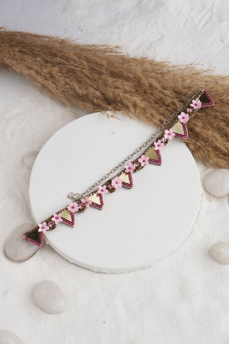 Shop_Torque By Merge_Multi Color Mirrors, Sequins, Stones Embellished Choker Necklace Set _Online_at_Aza_Fashions