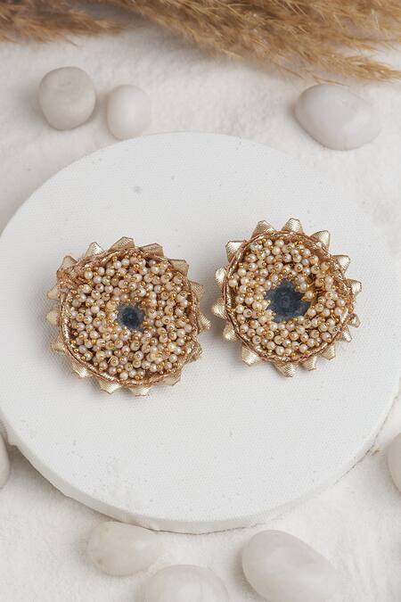 Torque By Merge Multi Color Pearls, Stones Mirror Embellished Choker Set at Aza Fashions Torque By Merge_Multi Color Pearls, Stones Mirror Embellished Choker Set _at_Aza_Fashions