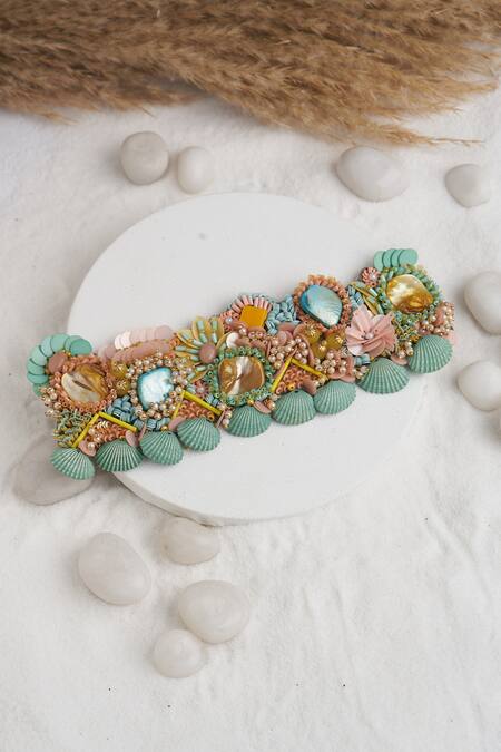 Buy Torque By Merge Multi Color Stones, Beads Shell Embellished Choker And Earrings Set Online at Aza Fashions Buy_Torque By Merge_Multi Color Stones, Beads Shell Embellished Choker And Earrings Set _Online_at_Aza_Fashions