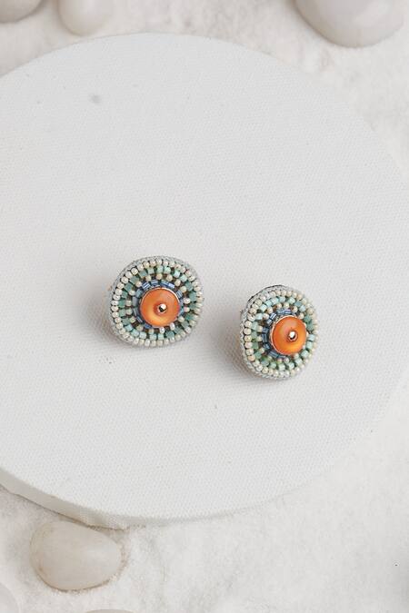 Shop Torque By Merge Multi Color Stones Geometric Embellished Choker And Earrings Set Online at Aza Fashions Shop_Torque By Merge_Multi Color Stones Geometric Embellished Choker And Earrings Set _Online_at_Aza_Fashions