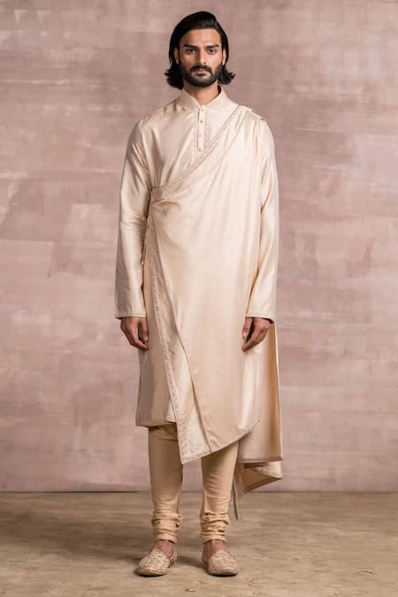 Tarun Tahiliani Spun Silk Draped Kurta Set 