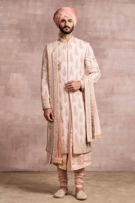 Tarun Tahiliani Georgette Chikankari Sherwani Set 