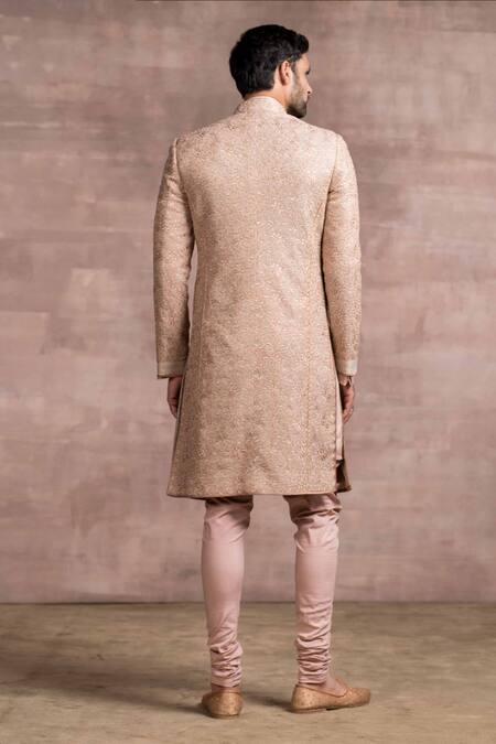 Shop Tarun Tahiliani Pink Sherwani And Kurta Georgette Churidar Poplin Lycra Embroidered Set at Aza Fashions Shop_Tarun Tahiliani_Pink Sherwani And Kurta Georgette Churidar Poplin Lycra Embroidered Set_at_Aza_Fashions