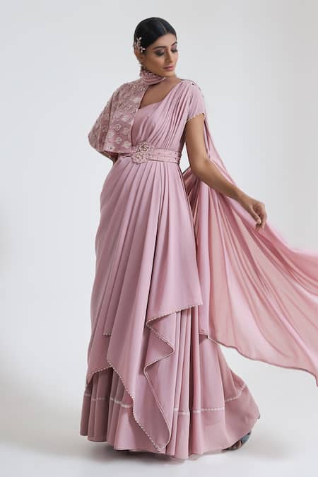 Readytowear Taffeta Silk Saree gown of Half Saree Lehenga style, indian  Wedding Wear saree Lehenga go… | Fancy dresses long, Long gown design,  Bridal blouse designs