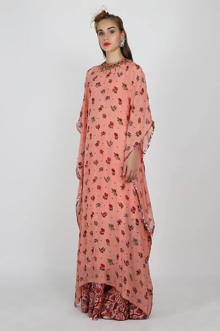 Nikasha Pink Kaftan Kurta With Skirt Set 