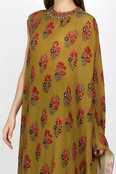 Buy_Nikasha_Coral Printed Kurta Skirt Set _Online_at_Aza_Fashions