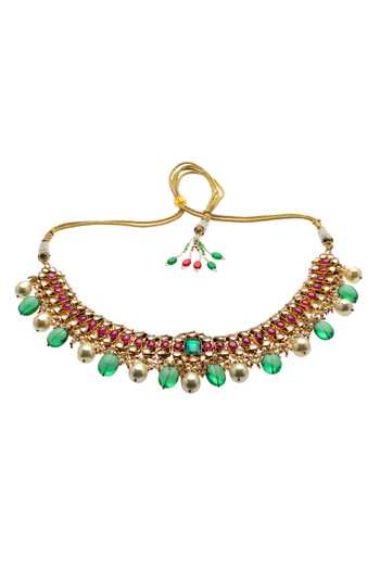 Buy_Monica Gulati_Gold Plated Kundan Choker Set_Online_at_Aza_Fashions