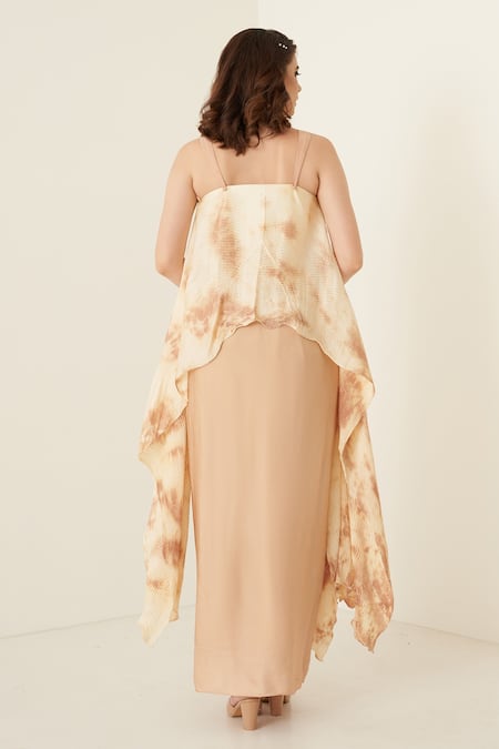 Merge Design Tie Dye Top & Dhoti Skirt Set 
