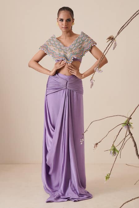 Merge Design Pre-Draped Saree With Blouse 