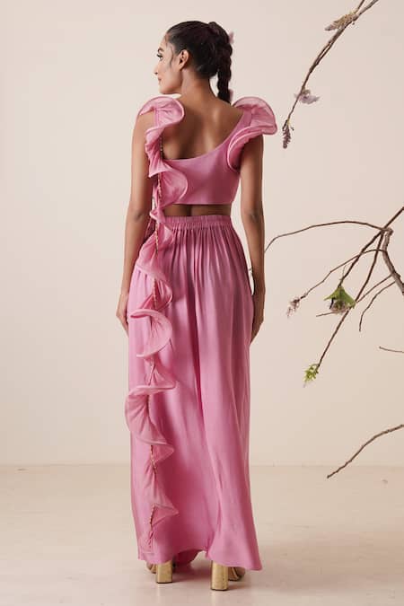 Merge Design Draped Skirt & Structured Blouse Set 