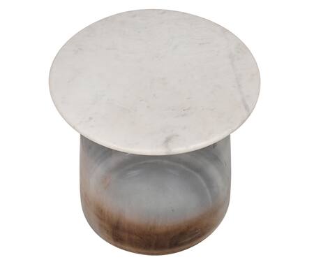 Manor House_White Glass Bottom With Marble Top Accent Side Table_Online_at_Aza_Fashions