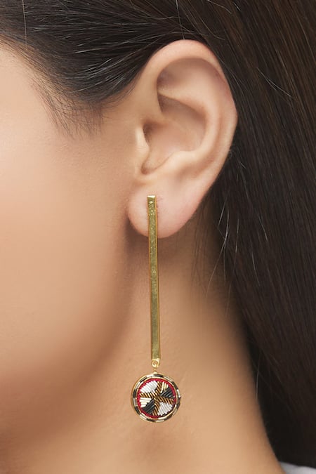 Buy CALANDIS Stainless Steel Long Bar Earrings Ear Studs Ring Loop Drop  Earring Piercing Online In India At Discounted Prices