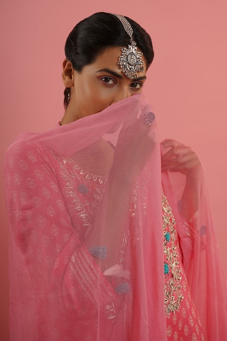 Tuli_Pink Gota Embroidered Kurta Set_at_Aza_Fashions