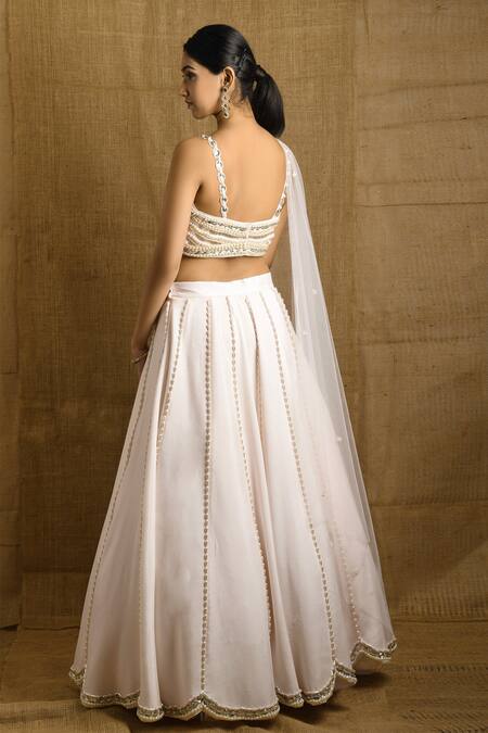 Shop Shloka Sudhakar Pink Crepe Square Neck Embellished Lehenga Set at Aza Fashions Shop_Shloka Sudhakar_Pink Crepe Square Neck Embellished Lehenga Set _at_Aza_Fashions