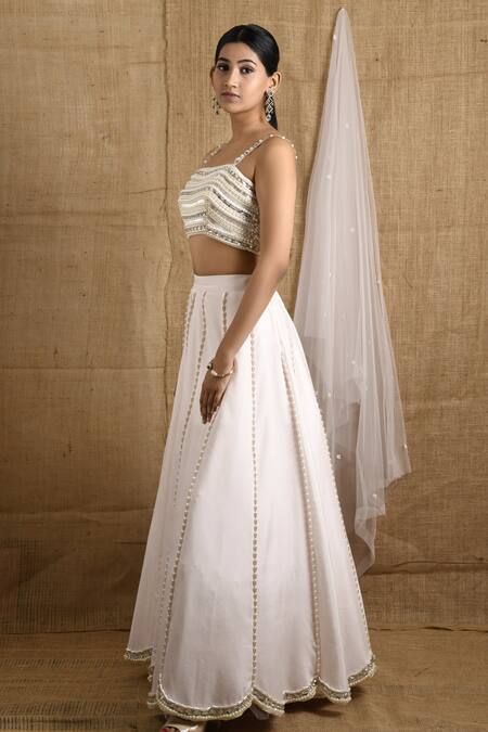 Shloka Sudhakar_Pink Crepe Square Neck Embellished Lehenga Set _Online_at_Aza_Fashions