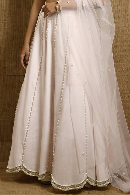 Buy_Shloka Sudhakar_Pink Crepe Square Neck Embellished Lehenga Set _Online_at_Aza_Fashions