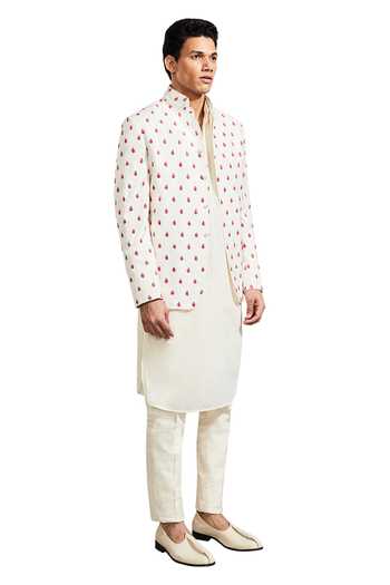 Kunal Rawal Beige Suiting Fire Thread Bandhgala Online at Aza Fashions Kunal Rawal_Beige Suiting Fire Thread Bandhgala _Online_at_Aza_Fashions