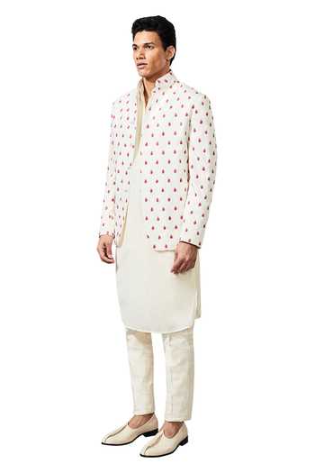 Buy Kunal Rawal Beige Suiting Fire Thread Bandhgala Online at Aza Fashions Buy_Kunal Rawal_Beige Suiting Fire Thread Bandhgala _Online_at_Aza_Fashions
