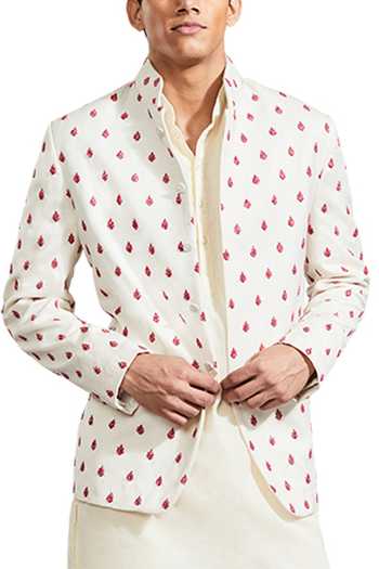Kunal Rawal Beige Suiting Fire Thread Bandhgala at Aza Fashions Kunal Rawal_Beige Suiting Fire Thread Bandhgala _at_Aza_Fashions