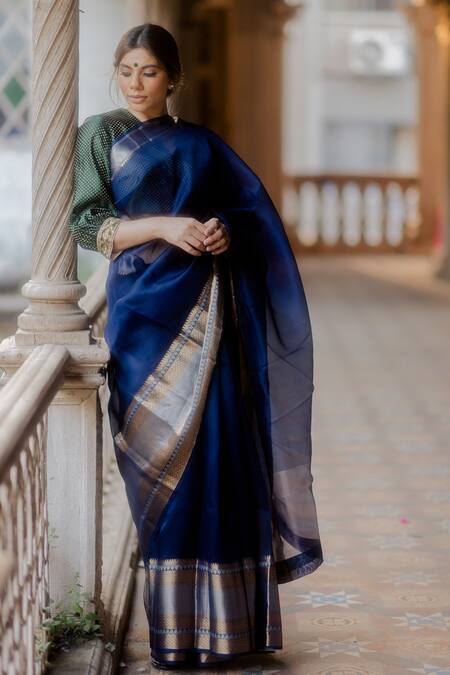 Ruby Red Organza Silk Saree