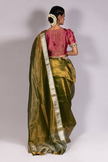 Buy Blue Puff Sleeve Plus Size Sarees Online for Women in USA