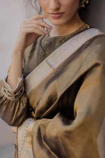 Buy_Mimamsaa_Grey Tissue Embroidered Round Kem Blouse_Online_at_Aza_Fashions