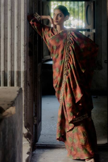 Buy Mimamsaa Multi Color Handwoven Silk Tarini Printed Saree With Blouse Online at Aza Fashions Buy_Mimamsaa_Multi Color Handwoven Silk Tarini Printed Saree With Blouse_Online_at_Aza_Fashions