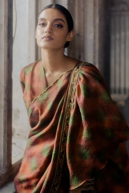 Mimamsaa Multi Color Handwoven Silk Tarini Printed Saree With Blouse at Aza Fashions Mimamsaa_Multi Color Handwoven Silk Tarini Printed Saree With Blouse_at_Aza_Fashions