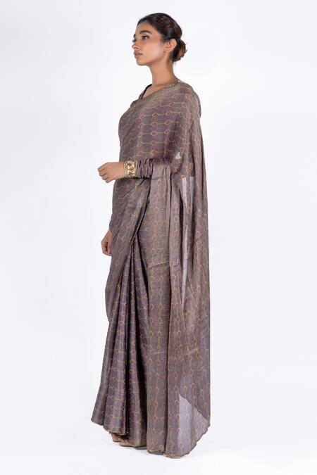 Shop_Mimamsaa_Purple Chiffon Silk Bela Printed Saree_Online_at_Aza_Fashions