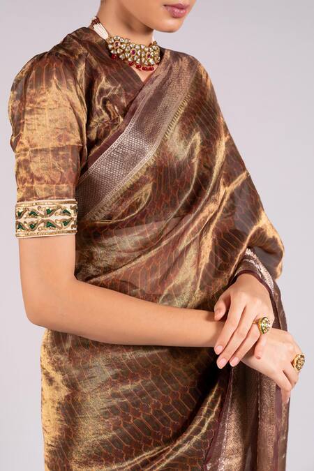 Tissue Saree with Golden Border color Uppada Tisuse handloom saree with  Tissue Zari Lines Sarees with Blouse design