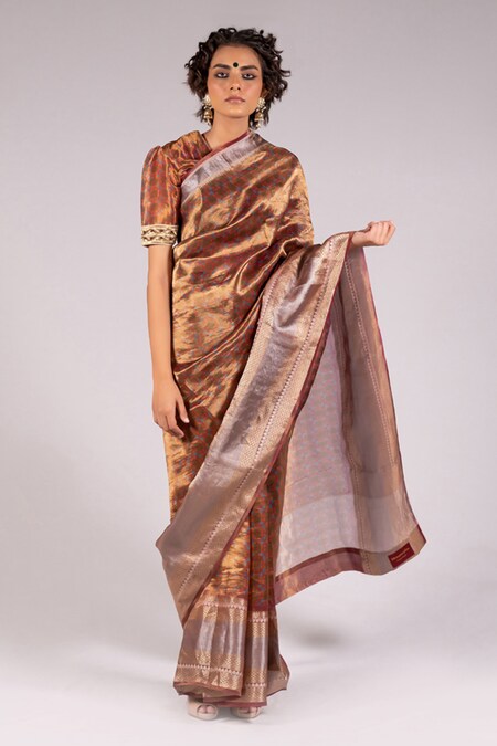 Grey Copper Soft Silk Saree with Blouse (kp16) - ePika India