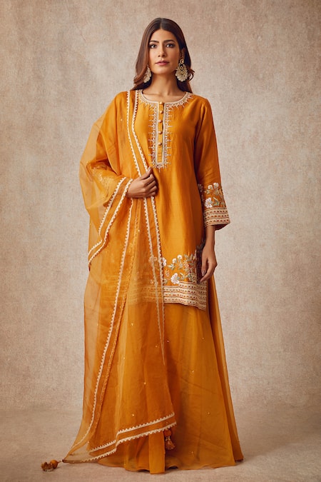Ajiesh Oberoi Chanderi Kurta Gharara Set 