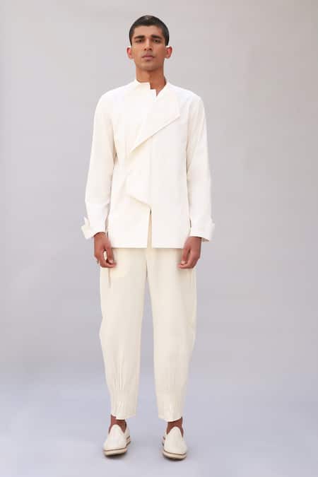 Antar Agni White Cotton Jacket Online at Aza Fashions Antar Agni_White Cotton Jacket _Online_at_Aza_Fashions