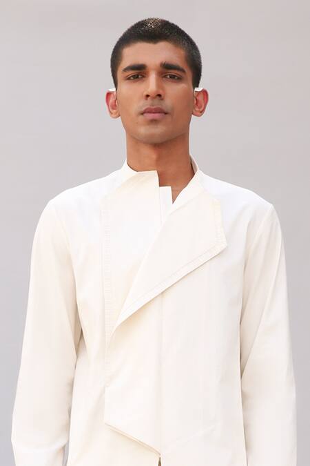 Shop Antar Agni White Cotton Jacket Online at Aza Fashions Shop_Antar Agni_White Cotton Jacket _Online_at_Aza_Fashions
